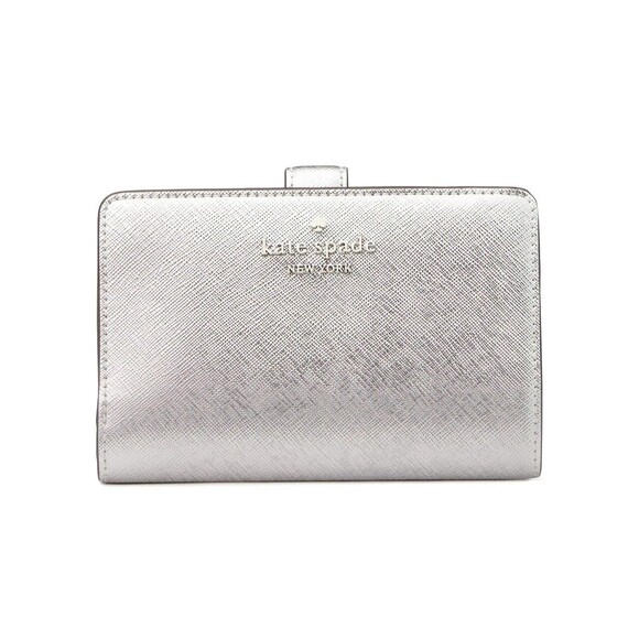 New Kate Spade Madison Metallic Medium Compact Bifold Wallet Lunar Light - Picture 1 of 3